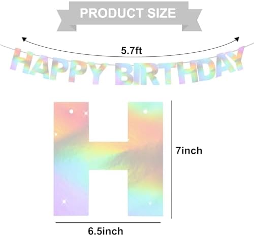 BEISHIDA Pre-Strung Iridescent Happy Birthday Banner Party Sign Decoration - Image 2