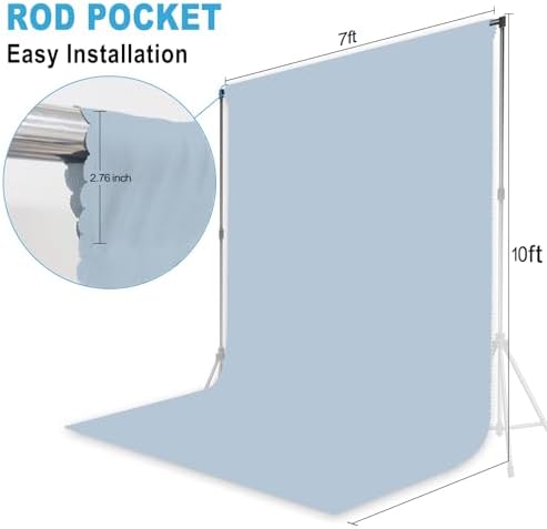 Dusty Blue Photography Backdrop for Photoshoot, Fabric, 7x10 FT - Image 6