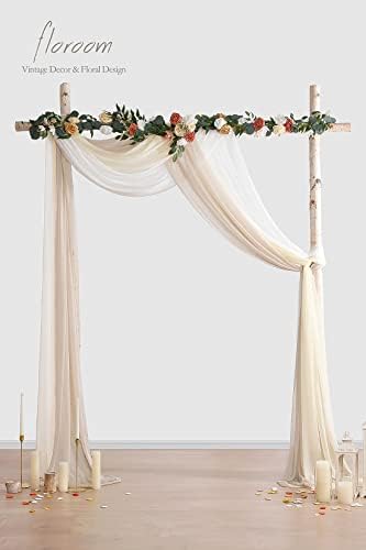 Floroom Wedding Arch Draping Fabric 3 Panels 20Ft Chiffon Fabric Drapes Arbor Drapery Wedding Ceremony Reception Swag Decorations (Nude +Cream +White) - Image 3