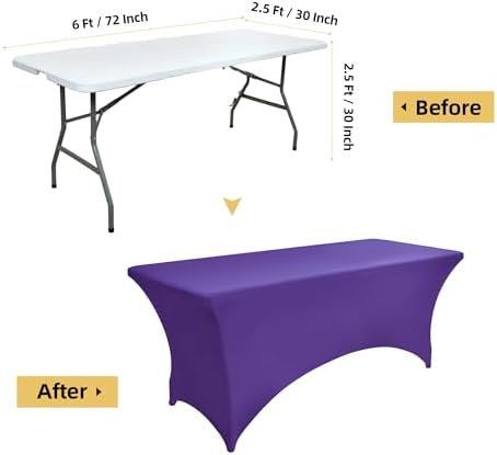 6-Pack 6ft Spandex Table Covers for Rectangle Standard Folding Tables - Wrinkle Resistant Stretch Tablecloths - Ultimate Fitted Table Protector for Parties, Trade Shows, Wedding - Image 6