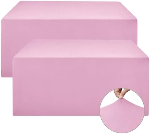 Rectangle Spandex Fitted Tablecloths For Vendor 2 Pcs 48X24 Inch Pink by Nasitoshomedecor