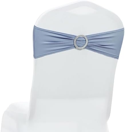 MDS Pack of 10 Spandex Chair Sashes for Wedding Party & Event – Dusty Blue by MDS