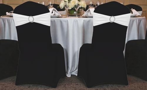 MDS Pack of 250 Spandex Chair Sashes for Wedding Party & Event – White - Image 6