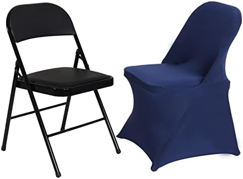 HAINARverS Folding Chair Covers for Wedding, 10pcs Navy Blue - Image 5