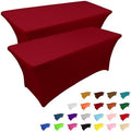 IVAPUPU 2 Pack 6FT Table Cloth for Rectangular Spandex Burgundy Table Cover by IVAPUPU