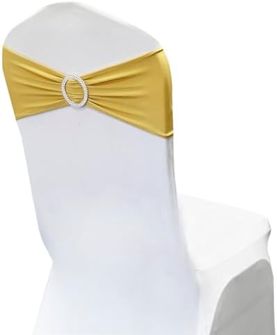 Spandex Chair Sashes Bands, Gold New, 100PCS - Image 5