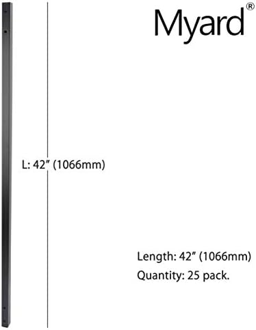 Myard 42'' Estate Hallow Square Iron Heavy-Duty Deck Balusters, Matte Black - Image 3