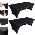Eurmax USA 2-Pack Spandex Table Cover 5 ft. Fitted 30+ Colors Polyester Tablecloth Stretch Spandex Table Cover-Table Toppers,5 FT Table Cover Open Back（Black） by Eurmax