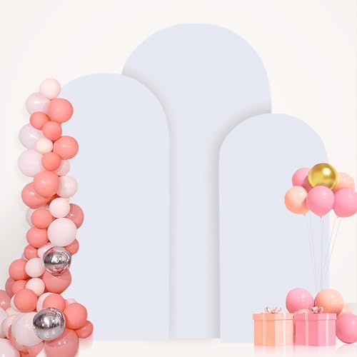FANPROMS White Arch Cover Set of 3 Wedding Arch Backdrop Covers 4 5 6 FT Round Top Arch Cover Spandex Fitted Wedding Arched Backdrop Cover Arch Stand Covers for Birthday Party Ceremony Decorations - Image 4
