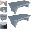 Eurmax USA 2-Pack Spandex Table Cover 4 ft. Fitted 30+ Colors Polyester Tablecloth Stretch Spandex Table Cover-Table Toppers,4 FT Table Cover Open Back (Silver Gray) by Eurmax
