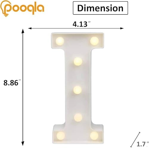 Pooqla LED Light Up Letters, Warm White and Colorful Lighted Marquee Letters with Remote, Lighted Letter for Party Birthday Decorations, Gift for Girls Boys Night Light, Wedding Home Decor, Letter I - Image 3