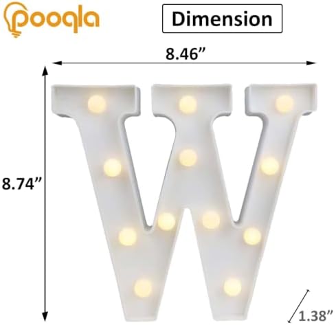 Pooqla LED Marquee Letter Lights Sign, Light Up Alphabet Letter for Home Party Wedding Decoration W - Image 4