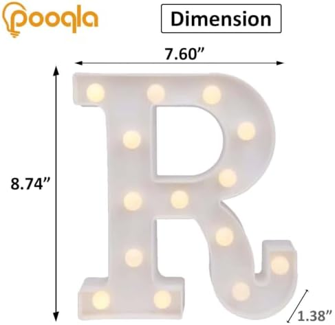 Pooqla LED Marquee Letter Lights, Warm White and Cool White Decorative Lighted Letters, Light Up Alphabet Letters for Boys Girls, Party, Wedding, Bar, Night Light, Birthday Decoration, Letter R - Image 5