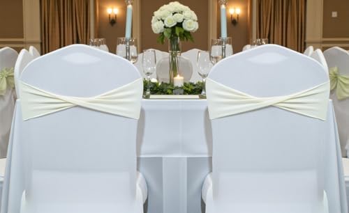 MDS Pack of 25 Spandex Chair Sashes Without Slider Buckles – Ivory - Image 6