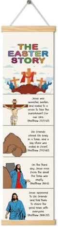The Easter Story Poster, Sunday School Decor, Christian Banner for Kids Learning, Christian Home Decors, Church Activity Supplies, Family Hanging of Scripture and Words Decorations 06 by Unknown