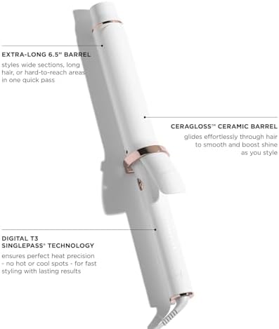 T3 SinglePass Curl X Extra-Long Barrel Curling Iron & Curling Wand, Hair Curler with 9 Heat Settings, Korean Ceramic & ProGlide Clip for Curls, Waves & Shine on Fine, Medium & Thick Hair - Image 3