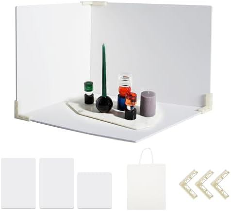 3 PCS Board Photo Backdrop, 15.8x11.8 Inch Waterproof Photography Backdrop Boards with 3 PCS Bracket for Flat Lay, Product Photography Background (White 3) by Unknown