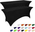 IVAPUPU 2 Pack 4FT Black Table Cloth for Rectangular Spandex Table Cover by IVAPUPU