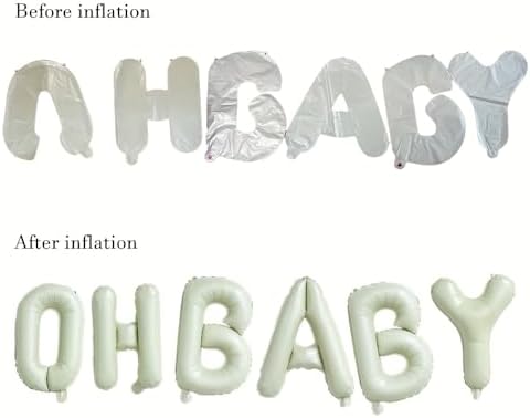 16 Inch OH BABY Balloons – Foil Letter Banner for Baby Shower, Gender Reveal Decorations, Includes Ribbon & Straw - Image 3