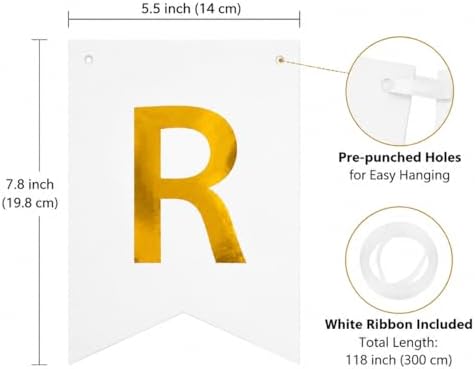 Letjolt White Golden Happy Birthday Banner Party Decorations 13 Pcs - Image 2