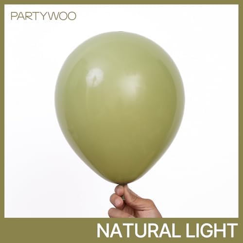 PartyWoo Sage Green Balloons 50pcs Olive Eucalyptus Green Color - Image 3