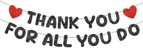 Fulmoon Pre Strung Thank You for All You Do Glitter Banner, Black and Red by Fulmoon