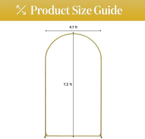 7.2FT Gold Wedding Backdrop Arch Stand with White Spandex Cover – Metal Frame, Water Weights & Storage Bag – Party, Birthday, Baby Shower, Bridal Shower, Wedding Ceremony, Photo Booth Decor - Image 6