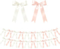 NatNarr 2 Pcs White and Pink Bow Garland, Pre-Strung Bow Garland by NatNarr