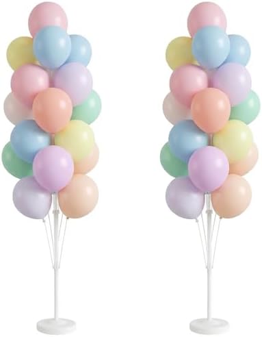 Pastel Balloon Column Kit Set of 2 With Macaron Latex Balloons Stand Included - Base,Pole,Balloon Tower Backdrop Decoration for Wedding,Baby Shower,Bridal,Graduation,Birthday,Easter Party,Bachelorette by HiinsPartyDecoration