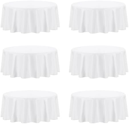 PureFit 6 Pack White Round Table Cloths 70 Inch for Round Table by PureFit