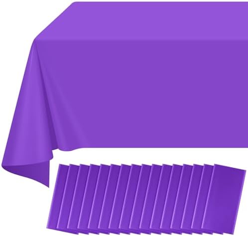 16 Pack Purple Plastic Tablecloth for Rectangle Tables, Premium Decorative Purple Disposable Table Cloths for Parties, Rectangle Party Table Cover for Birthday Anniversary Graduation, 54x108 Inch by RAGNHILD