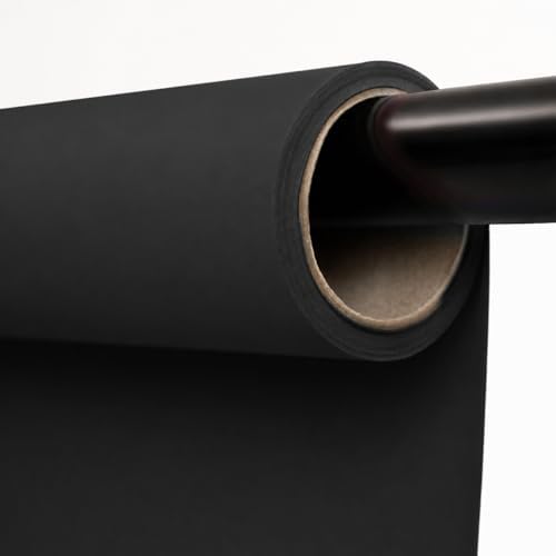Kate Seamless Paper Backdrop Black Seamless Backdrop Paper Rolls (53''x16.4' Jet) by KateBackdropforPhotography