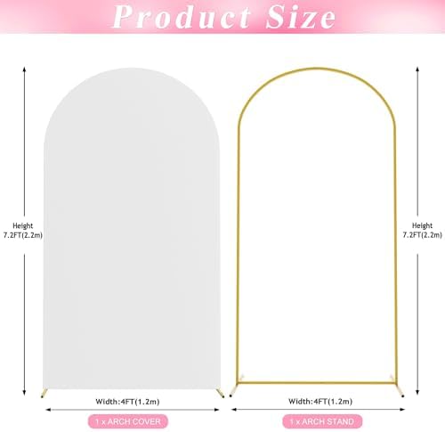 Wokceer 7.2FT Arch Backdrop Stand and Cover Set,Arch Stand with White Cover - Image 2