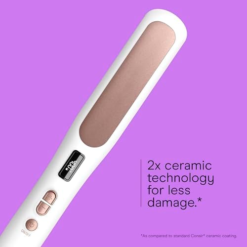 Conair Double Ceramic Hair Straightener Brush, Heated Straightening Brush for Smooth, Shiny Hair, V-Shaped Heated Bristles for Closer Contact, 5 LED Heat Settings, Dual Voltage, White - Image 3