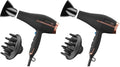 Infiniti PRO by CONAIR Hair Dryer,1875W Blow Dryer with Diffuser and Concentrator,Ceramic Technology,3 Heat & 2 Speed Settings,Cold Shot Button,Black,(Pack of 2) by conair