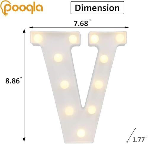 Pooqla LED Light Up Letters, Warm White and Colorful Lighted Marquee Letters with Remote, Lighted Letter for Party Birthday Decorations, Gift for Girls Boys Night Light, Wedding Home Decor, Letter V - Image 3