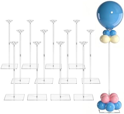 12 Pack Clear Acrylic Balloon Stand 23.6 inch Party Centerpiece by HEKORE