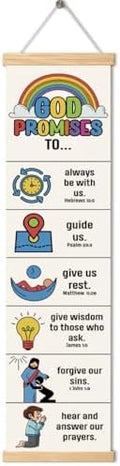 Gods Promises Banner, Church Banner, Christian Rustic Hanging Door Flag, Farmhouse Decorations Outdoor Indoor, Church Activity Decor, Bible Lesson, Scripture and Words Decorations by Unknown