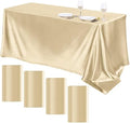 TURSTIN 4 Pack Champagne Satin Tablecloth 102 x 58 Inch Overlay Table Cover by TURSTIN