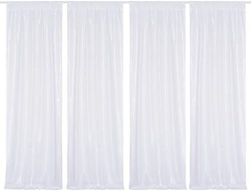 PartyDelight White Sequin Backdrop Curtains 2x8ft 4 Panels by PartyDelight