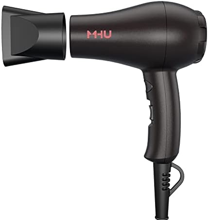 Professional Mini Travel Hair Dryer for RV 1000 Watts Ceramic Ionic Blow Dryer for Kids Plus Concentrator, Black by MHD