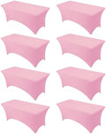 8-Pack Premium Pink Spandex Tablecloths for 6ft Rectangle Tables by DailySet