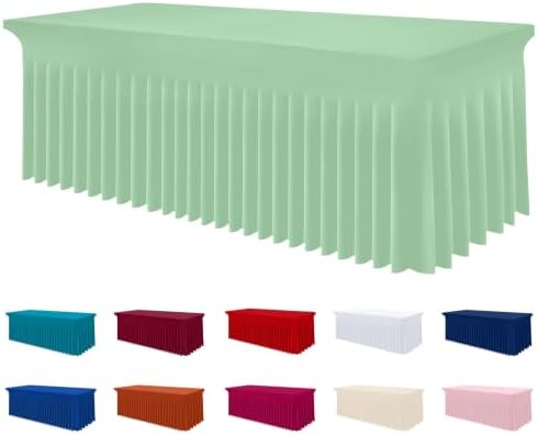 Smiry Spandex Elastic Fitted Table Cloth Skirt for 8FT Rectangle Table by Smiry
