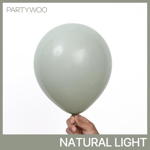 PartyWoo Dusty Green Balloons 50pcs Sage Olive Eucalyptus Green Boho Color - Image 3
