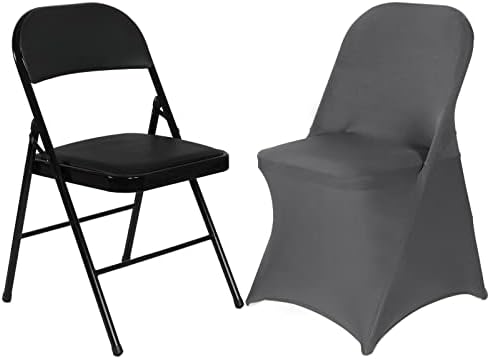 HAINARverS Folding Chair Covers for Wedding, 10pcs Gray - Image 4
