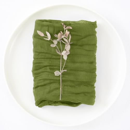 DeZerlor Olive Green Washable Cheesecloth Napkins Set of 12 for Party - Image 4