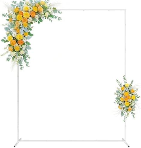 Wokceer Square Backdrop Stand White Metal Wedding Arch Stand 6.6FT x 5.2FT by Wokceer