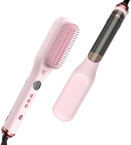 Steam Hair Straightener Brush, Straightening Brush for Curly Hair, Fast Salon Results with Less Damage, Anti-Frizz and Hair Nourishment by SPPZCUR