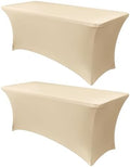 Obstal 6ft Stretch Spandex Table Cover for Standard Folding Tables - 2 Pack Universal Rectangular Fitted Tablecloth Protector for Wedding, Banquet and Party, 72L x 30W x 30H Inches, Champagne, 2pc by Obstal