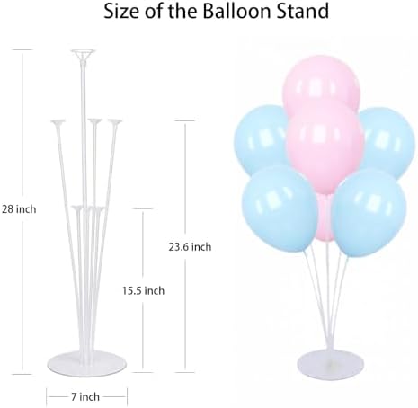 6 Set Balloon Stand Kit for Table Centerpieces With Balloon and Base Party Decorations for Birthday Wedding Retirement Graduation Baby Shower (Blue and Pink) - Image 5